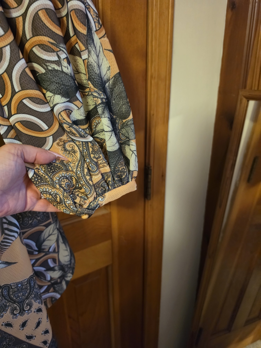 AKIRA Mustard Yellow & Brown Paisley High-Low Dress Size M - Picture 14 of 16
